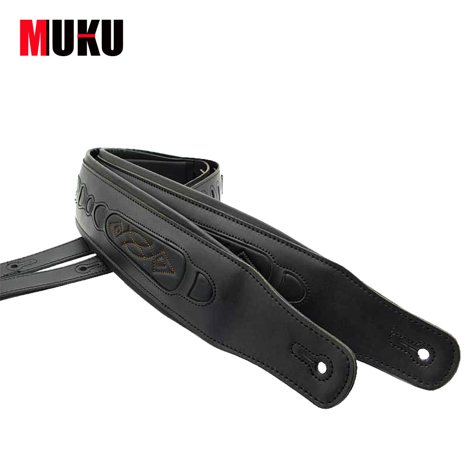 Black Guitar straps bass straps interlining with thick  synthetic leather super quality  Electric guitar strap/bass belt