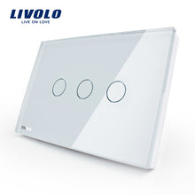 Manufacturer, Livolo Wall Switch VL-C303-81,3-gang 110~220V  Crystal Glass Panel,US Touch Screen Control Wall Light