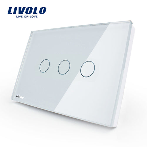Manufacturer, Livolo Wall Switch VL-C303-81,3-gang 110~220V  Crystal Glass Panel,US Touch Screen Control Wall Light